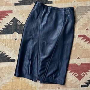 Vintage Black Leather Pencil Skirt